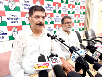 Congress CWC member and MLA Sudip Roy Barman along with Pradesh Congress president addressed a press conference at Congress Bhavan in Agartala on October 31.